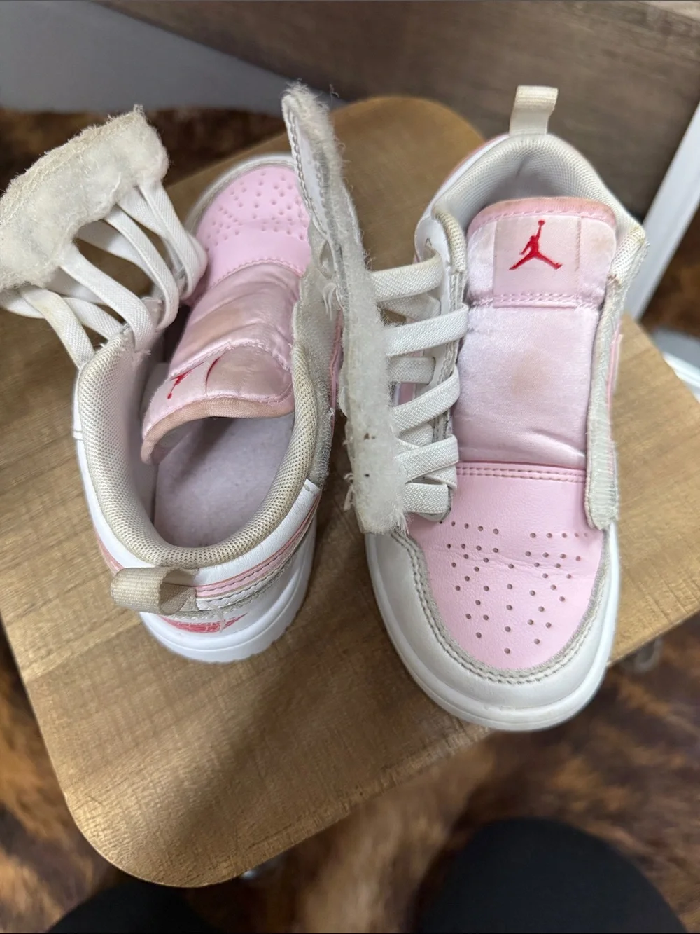 Nike Air Force Kids Pink and White Low-Top Sneakers